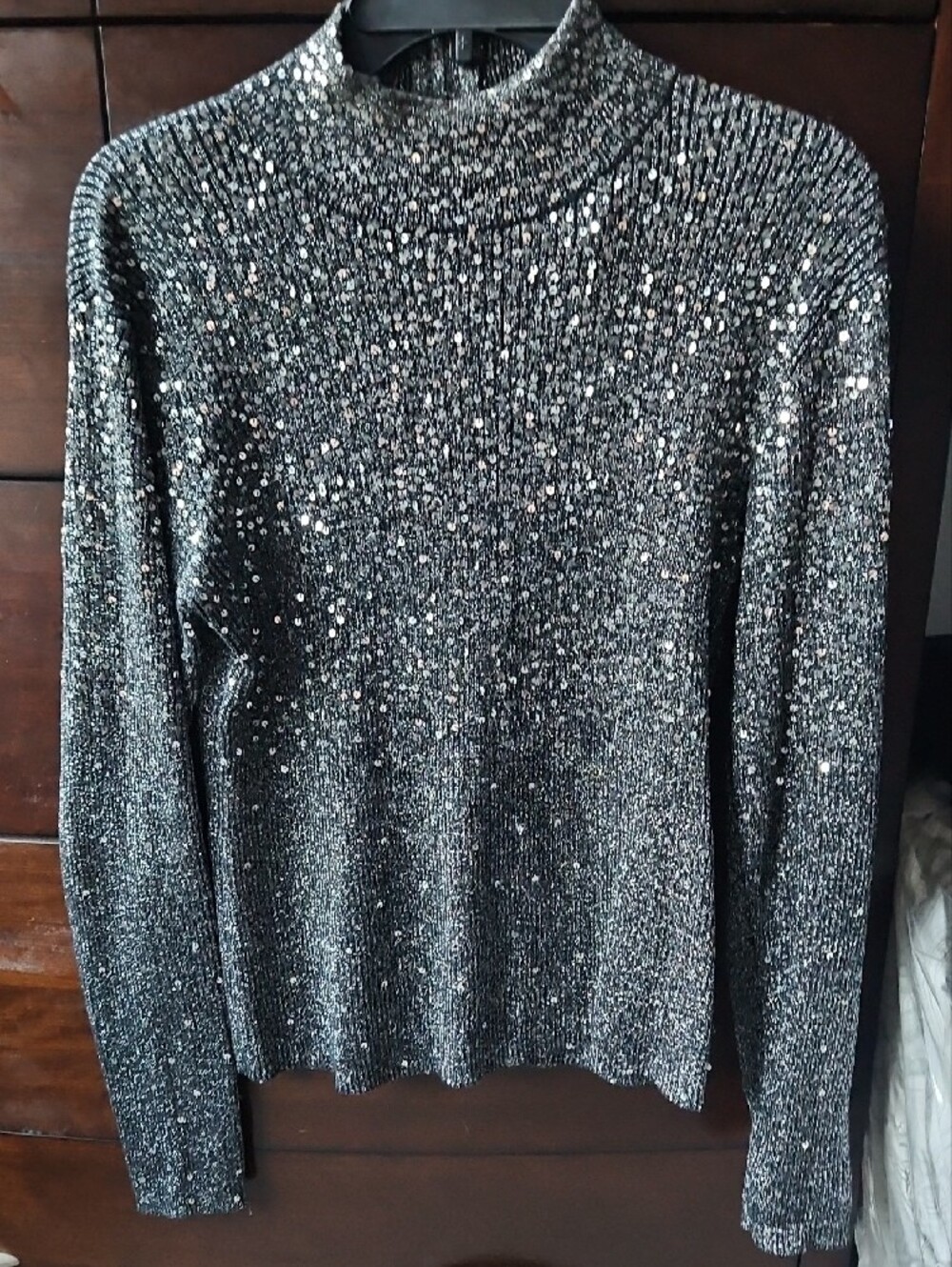 dressbarn Silver Sequin Turtleneck Sweater